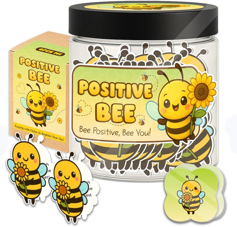 Musemory Positive Bee Jar, 60 Emotional Support Bee Gifts, Affirmation Cards For Women, Friendship Gift, Quotes Jar, Best Friend Gift, Positive Bee Decor, Christmas Gifts For Women, Positive Bee Decor - Image 1